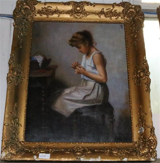 Russian oil on board of a young girl(-)